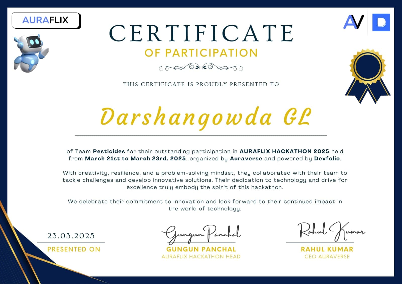 AuraFLix Hackathon 2025.