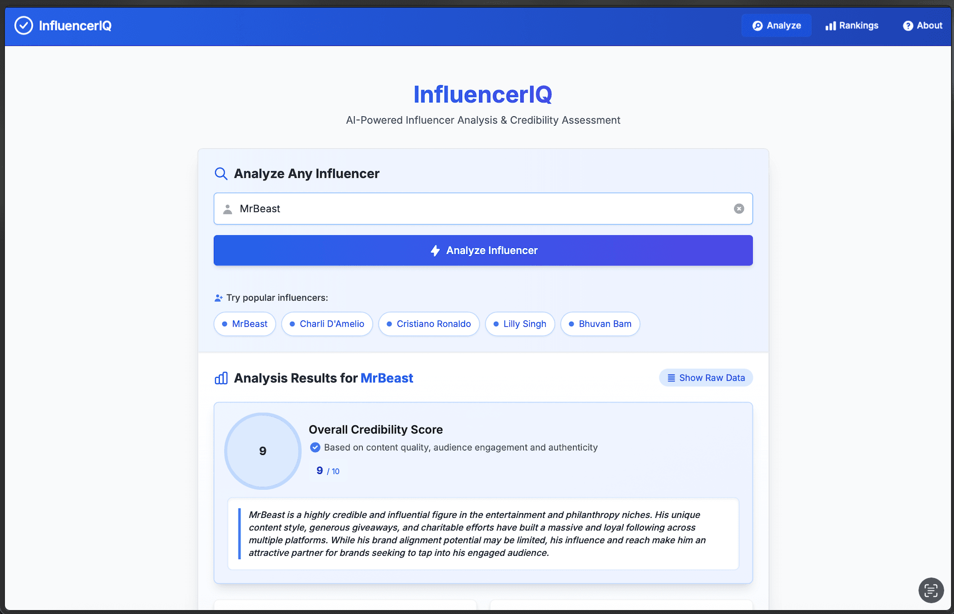 InfluencerIQ : AI-Powered Influence Ranking